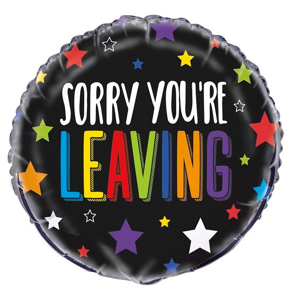 Sorry You're Leaving Colourful Stars Foil Balloon 18 Inch | Party Save Smile
