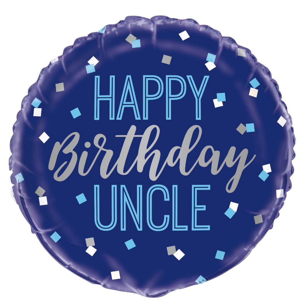 Happy Birthday Uncle Blue Foil Balloon 18 Inch | Party Save Smile
