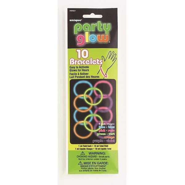 Party Glow Stick 10 Pack: Glow in the Dark Bracelets | Party Save Smile