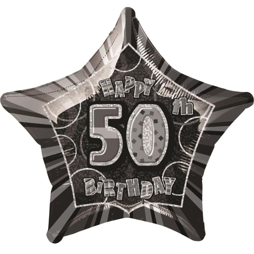Black Star 50 Foil Balloon 18 inches | Party Save Smile