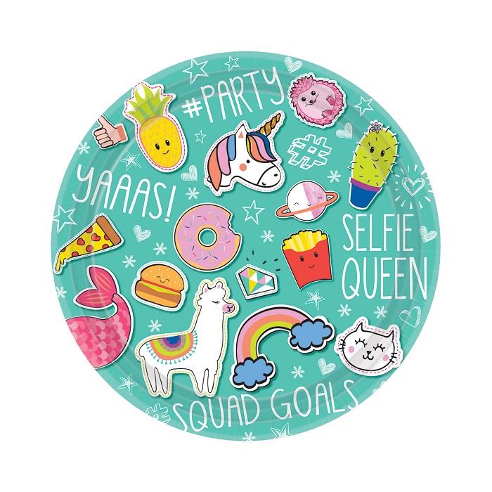 Selfie Celebration 23cm Party Plates Pack of 8 | Party Save Smile