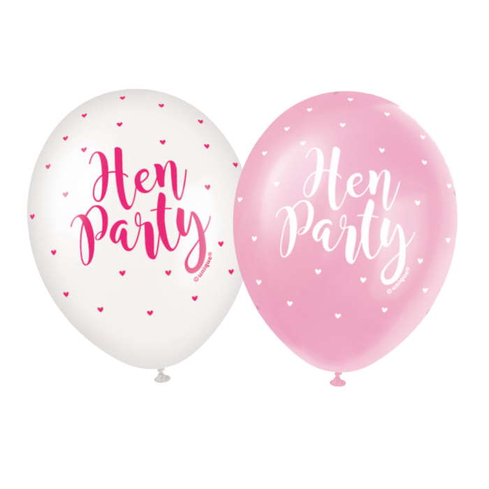 Hen Party Latex Balloons Pink and White Pack of 5 | Party Save Smile