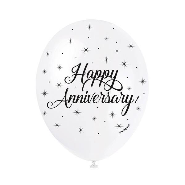 Happy Anniversary Latex Balloons Stars Pack of 5 | Party Save Smile