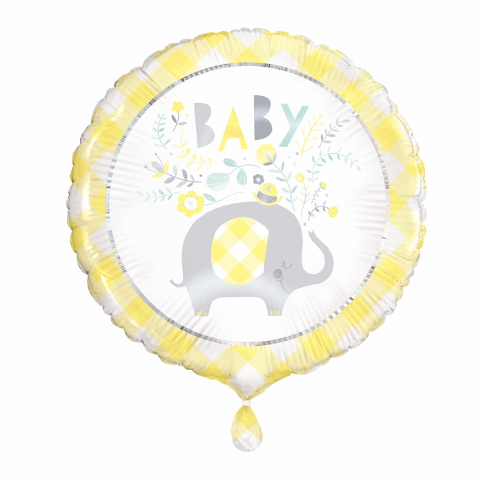 Yellow Elephant Baby Shower Foil Balloon 18 inches | Party Save Smile