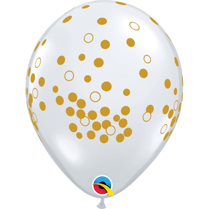 Gold Confetti Dots Latex Balloons 11 inch Qualatex | Party Save Smile