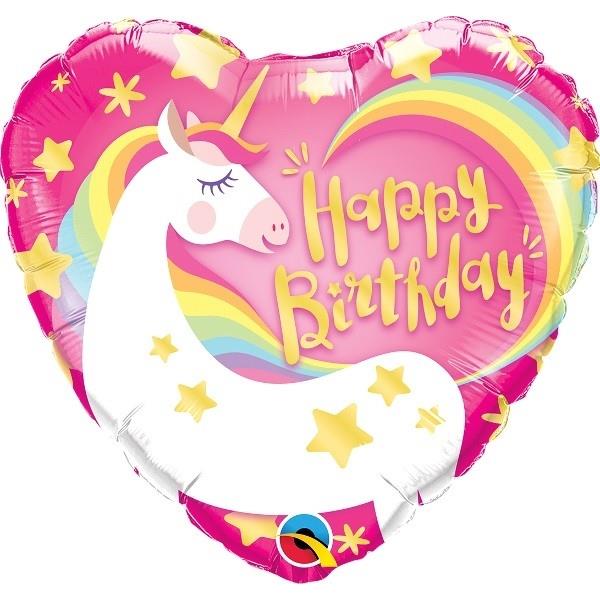 Pink Unicorn Heart Happy Birthday Foil Balloon | Party Save Smile