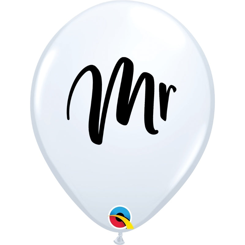 White Mr Wedding Latex Balloons 11 Inch Qualatex