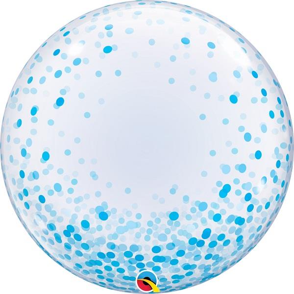 Blue Confetti Dots Qualatex Deco Bubble Party Balloon | Party Save Smile