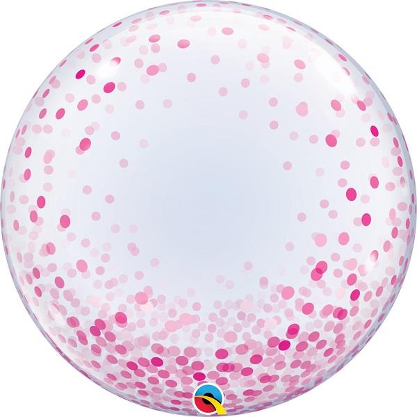 Pink Confetti Dots Qualatex Deco Bubble Party Balloon | Party Save Smile