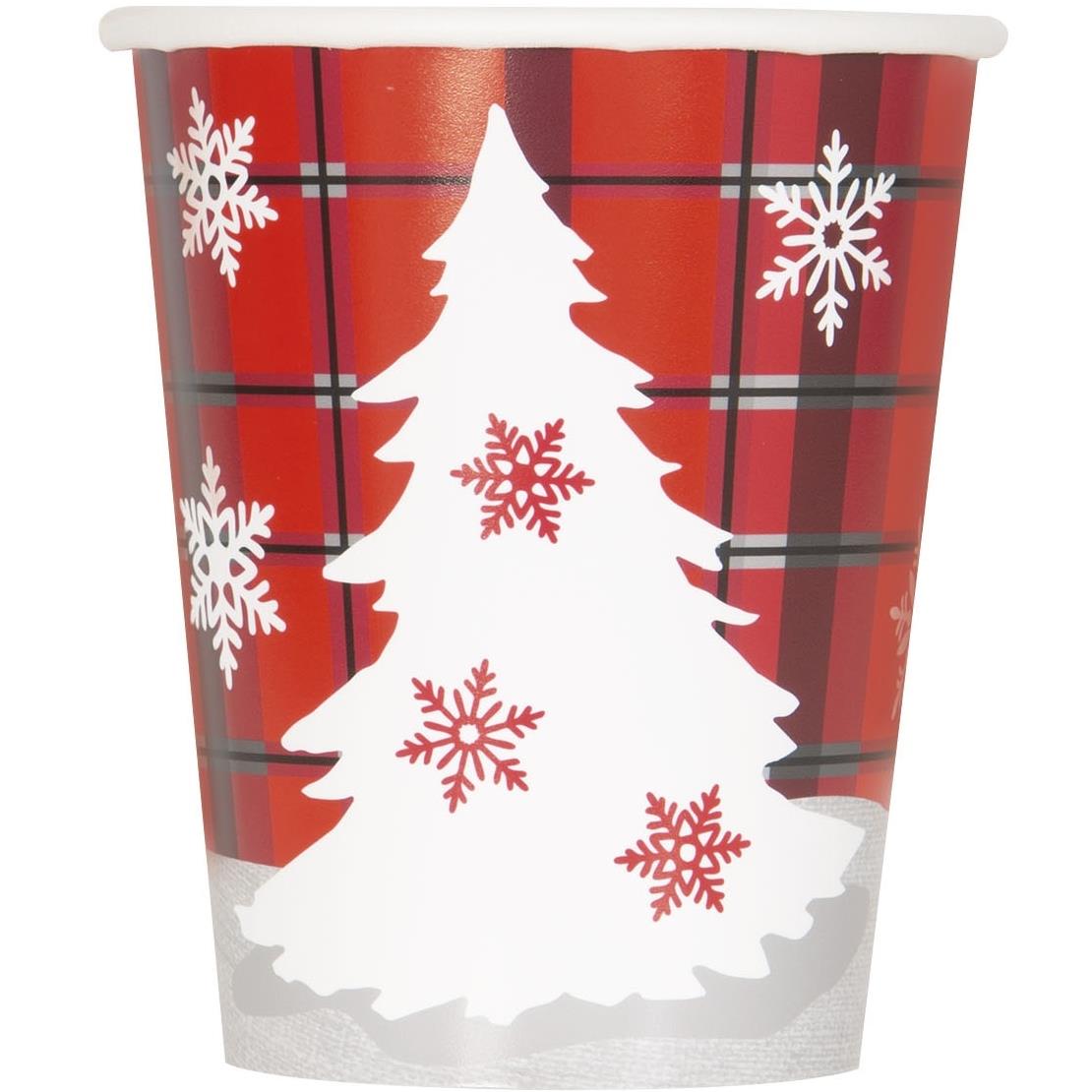 Rustic Plaid Christmas Party Cups Pack of 8 | Party Save Smile