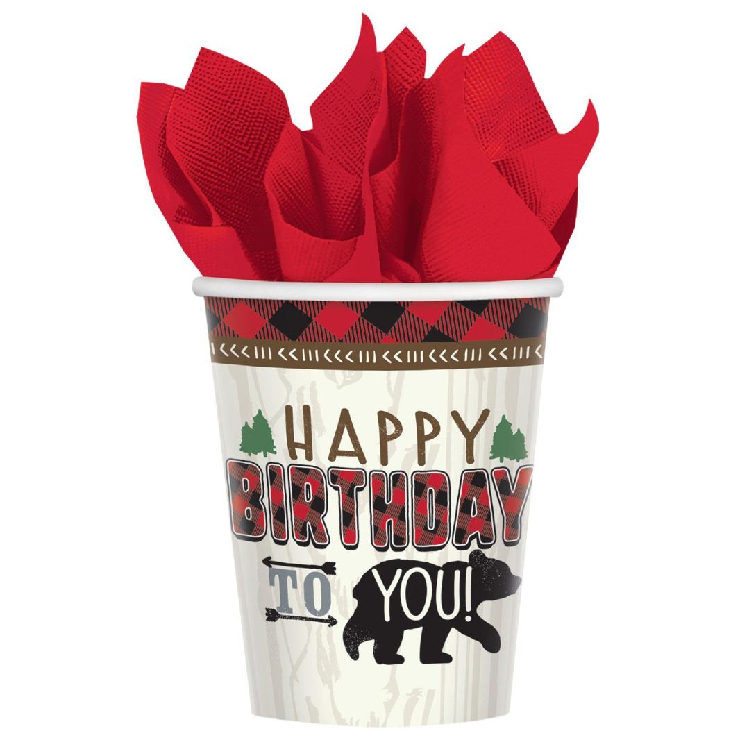 Little Lumberjack Bear Party Cups Pack of 8 | Party Save Smile