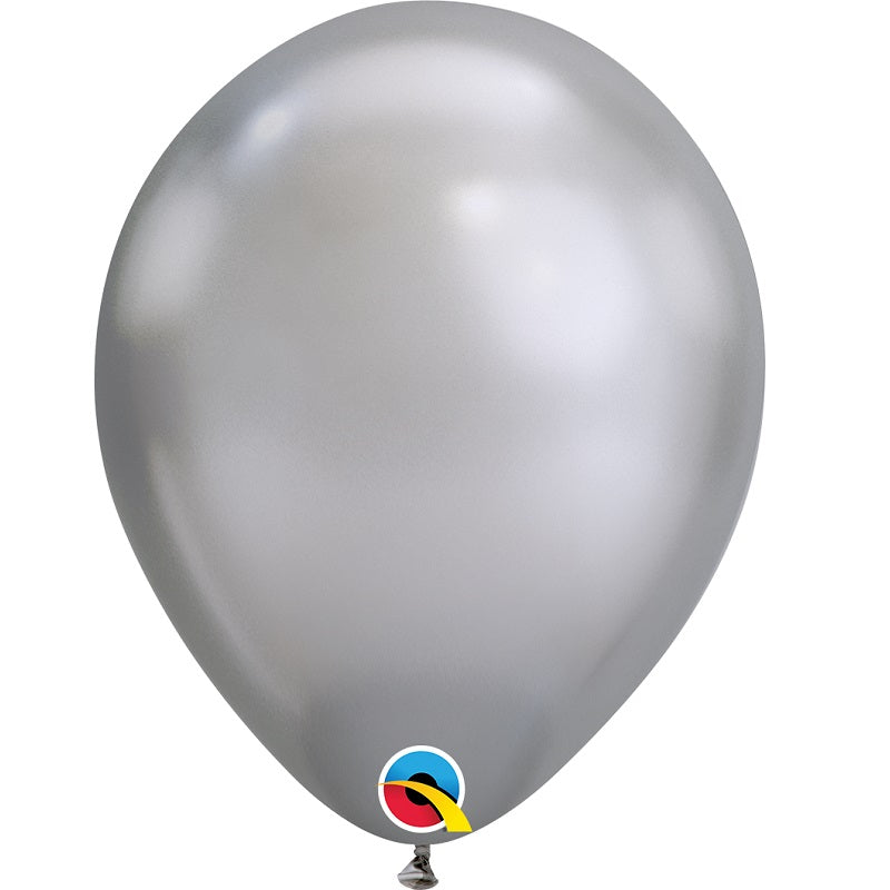 Qualatex Chrome Silver Latex Balloons 11 inch | Party Save Smile