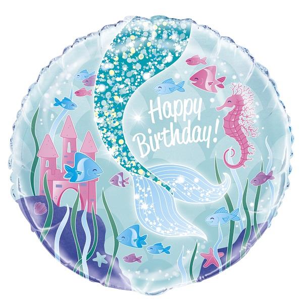 Mermaid Birthday Foil Balloon 18 inches | Party Save Smile