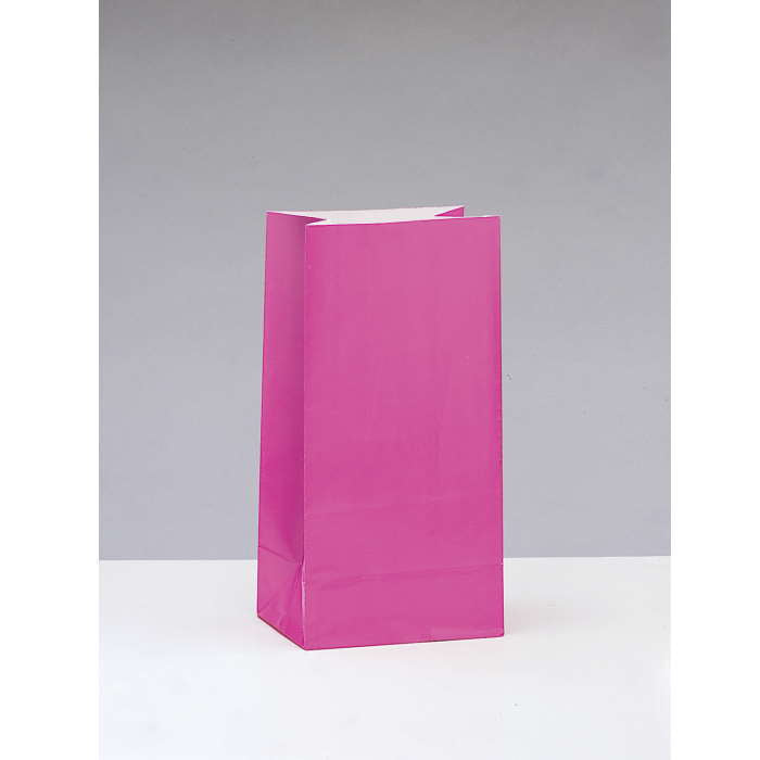 Hot Pink Paper Party Bags 12 Pack | Party Save Smile