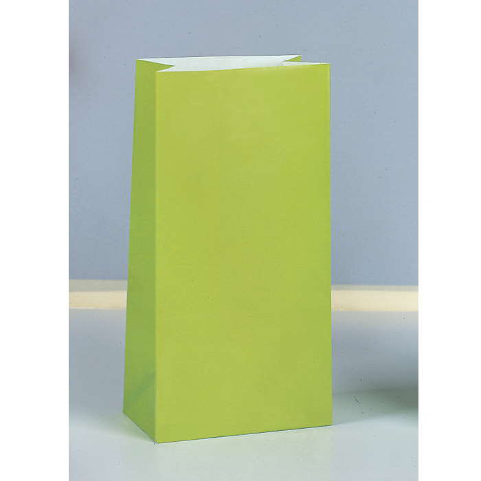 Lime Green Paper Party Bags - 12 Pack | Party Save Smile