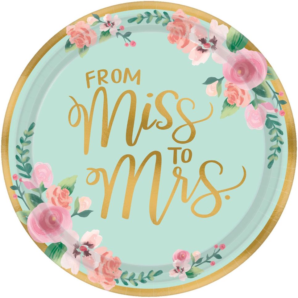 Mint To Be Hen Party & Engagement 26cm Plates Pack of 8 | Party Save Smile
