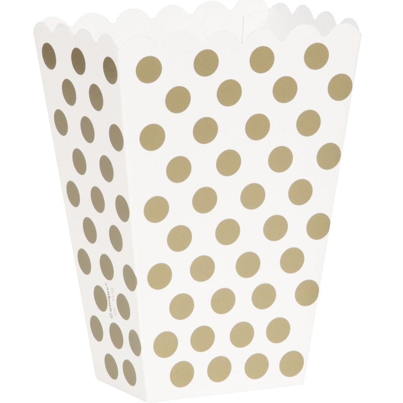 Gold Treat Boxes Polka Dot Pack of 8 | Party Save Smile
