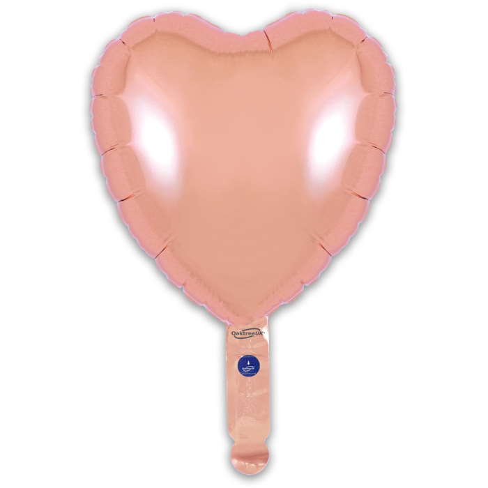 Rose Gold Heart Balloons - Air Filled - 23cm Pack of 5 | Party Save Smile