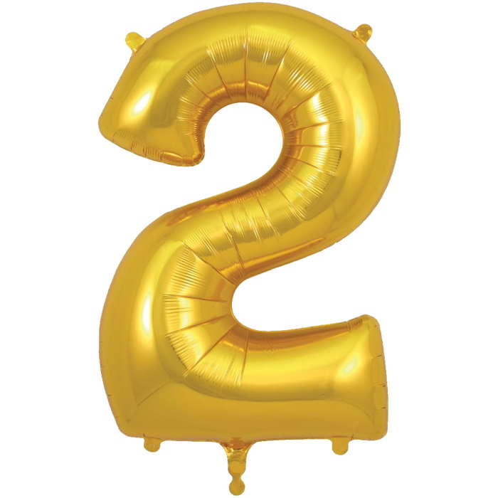 Gold Number 2 Balloon Oaktree 34 inches | Party Save Smile