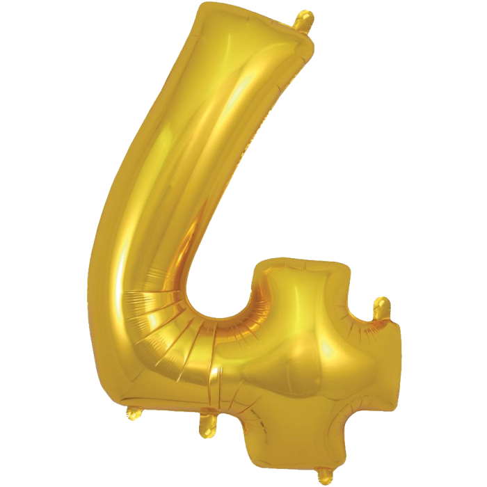 Gold Number 4 Balloon Oaktree 34 inches | Party Save Smile