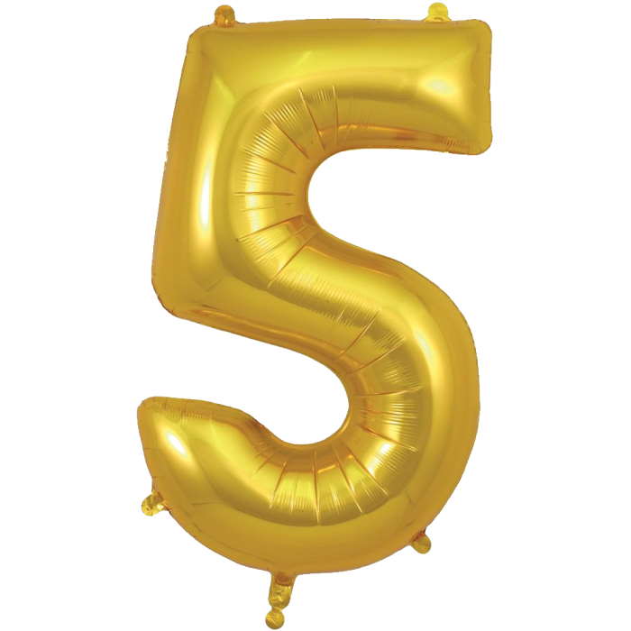 Gold Number 5 Balloon Oaktree 34 inches | Party Save Smile