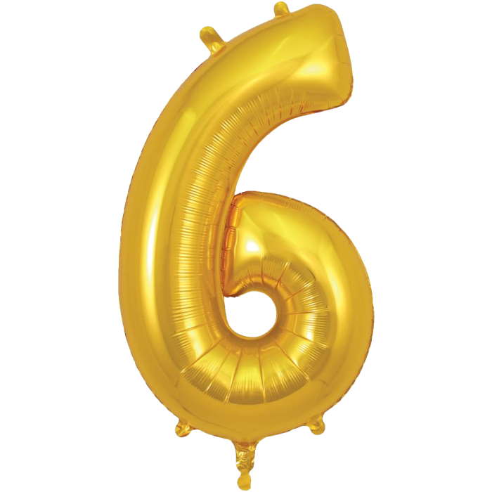 Gold Number 6 Balloon Oaktree 34 inches | Party Save Smile