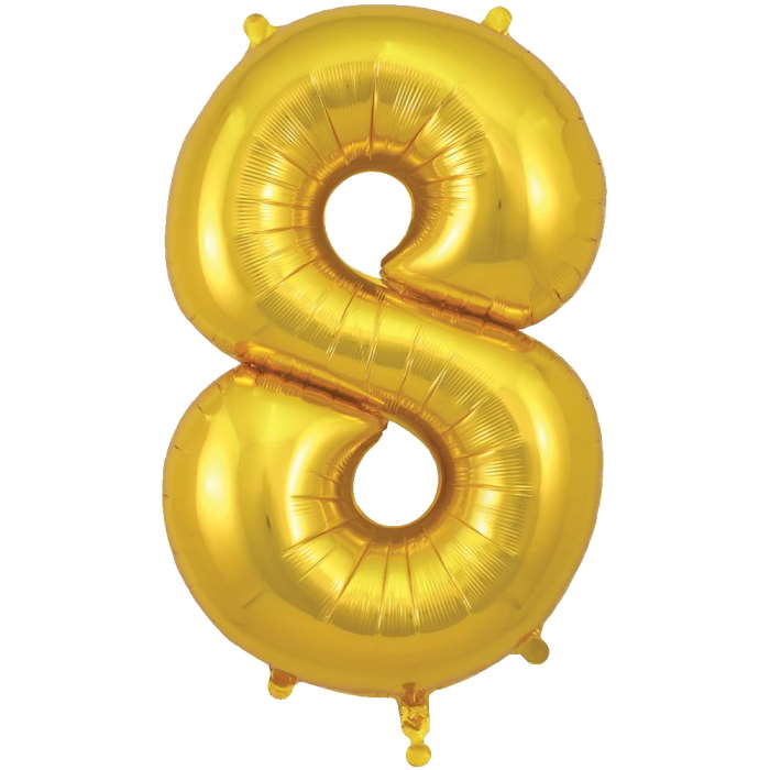 Gold Number 8 Balloon Oaktree 34 inches | Party Save Smile