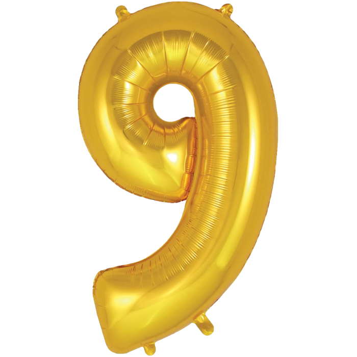 Gold Number 9 Balloon Oaktree 34 inches | Party Save Smile