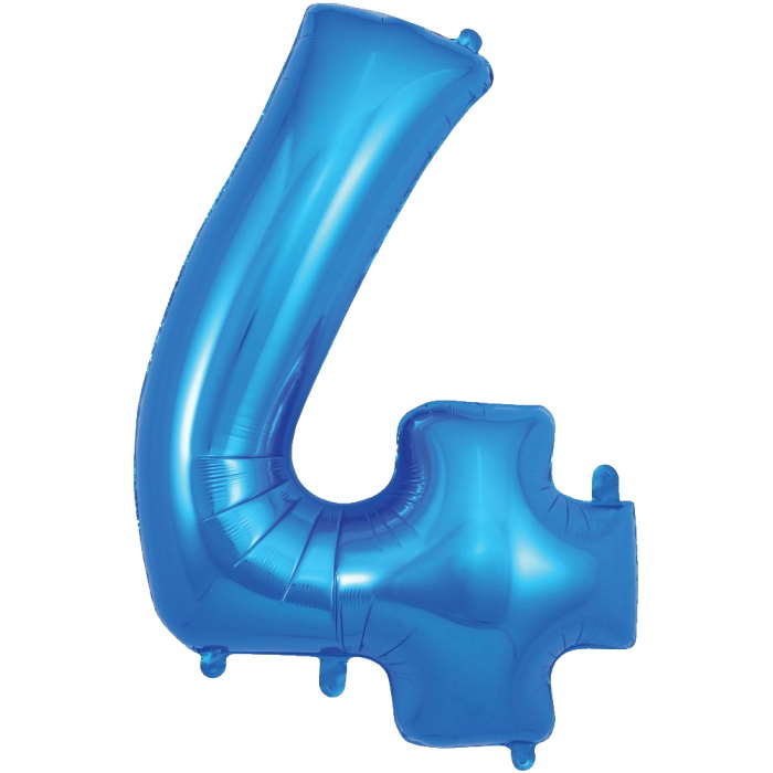 Blue Number 4 Balloon Oaktree 34 inches | Party Save Smile