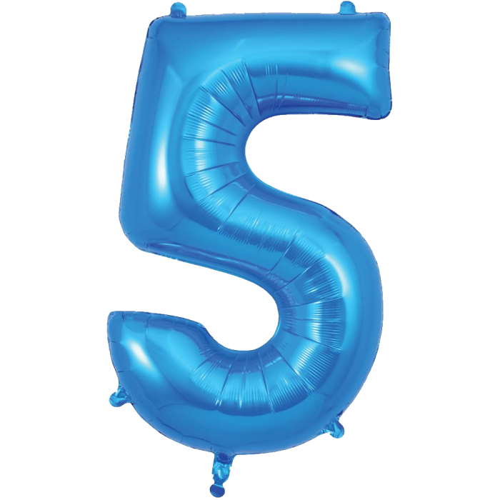 Blue Number 5 Balloon Oaktree 34 inches | Party Save Smile