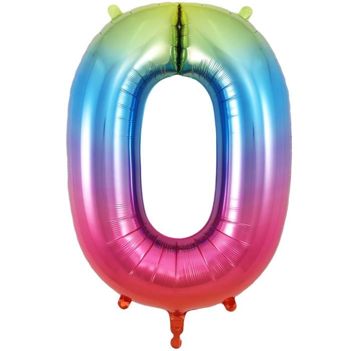 Rainbow 0 Foil Balloon Oaktree 34 inches | Party Save Smile