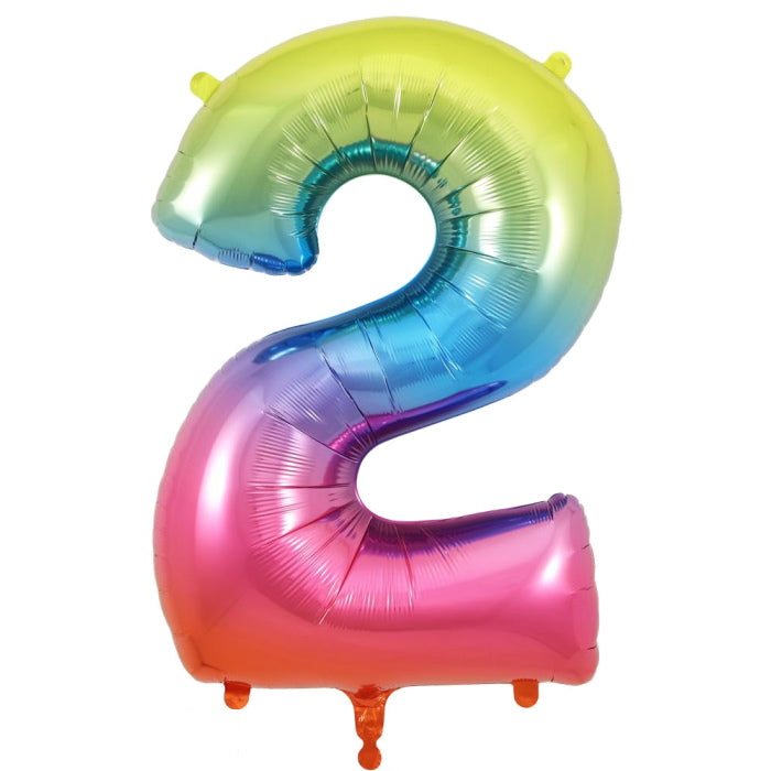 Foil Balloon Number 2 Rainbow 34 inch | Party Save Smile