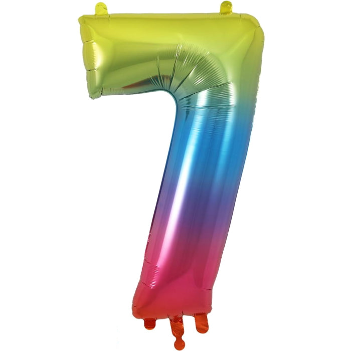 Rainbow Number 7 Balloon - Oaktree 34 inch | Party Save Smile