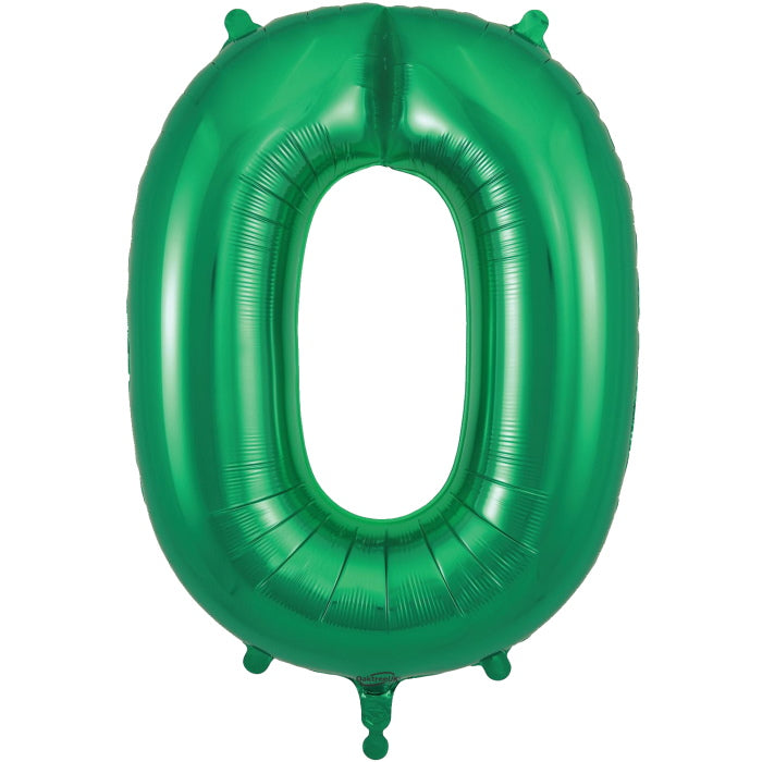Green Number 0 Foil Balloon 34 inches Oaktree | Party Save Smile