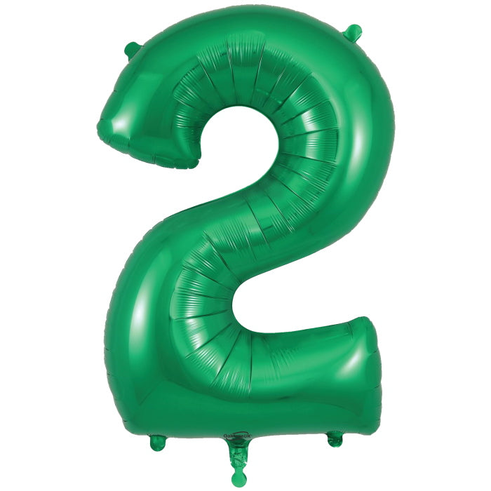 Green Number 2 Foil Balloon 34 inches Oaktree | Party Save Smile