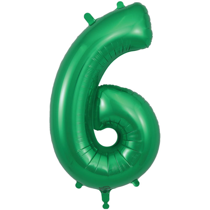 Green Number 6 Foil Balloon - 34 inch | Party Save Smile