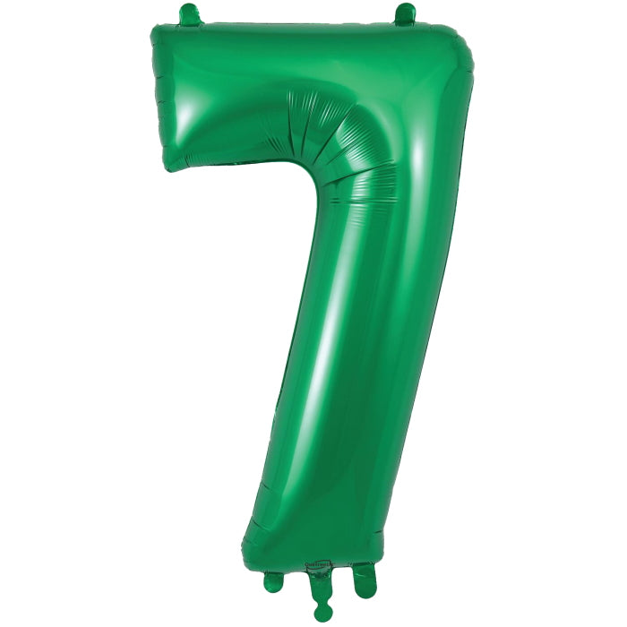 Green Number 7 Foil Balloon - 34 inch | Party Save Smile