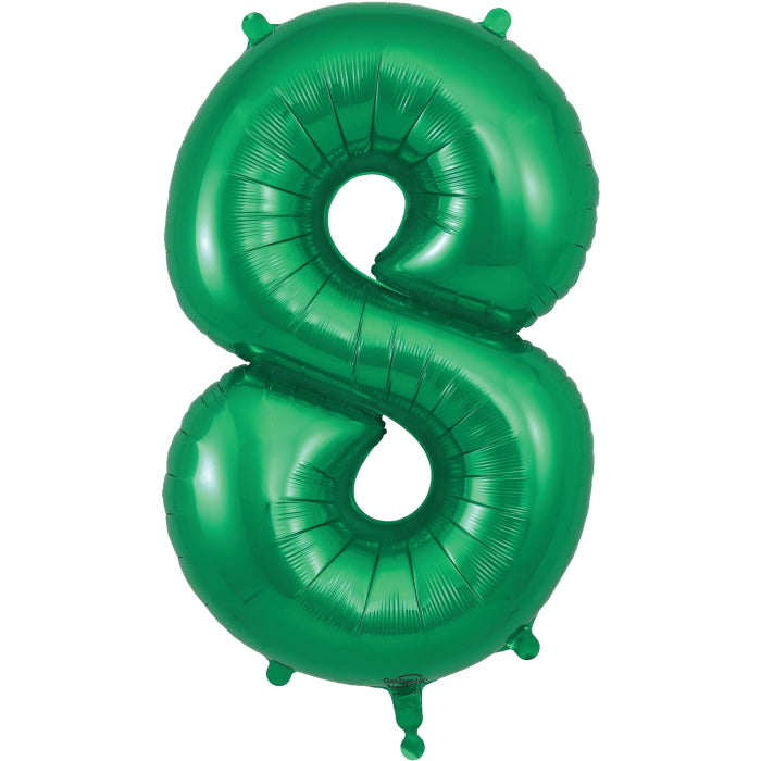 Green Number 8 Foil Balloon Oaktree 34 inch | Party Save Smile