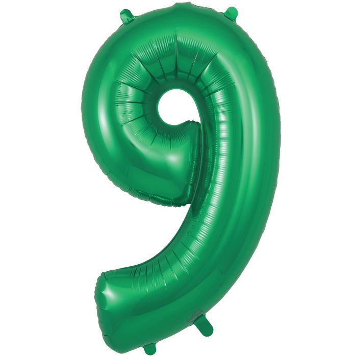Green Number 9 Foil Balloon Oaktree 34 inch | Party Save Smile