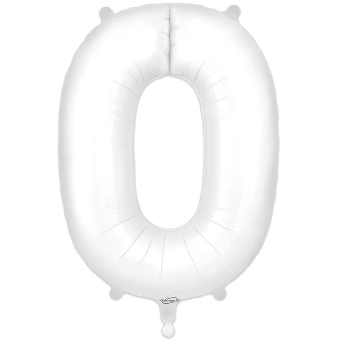 Matte White Number 0 Balloon Oaktree 34 inches | Party Save Smile