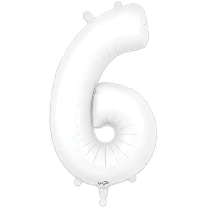 Matte White Number 6 Balloon Oaktree 34 inches | Party Save Smile