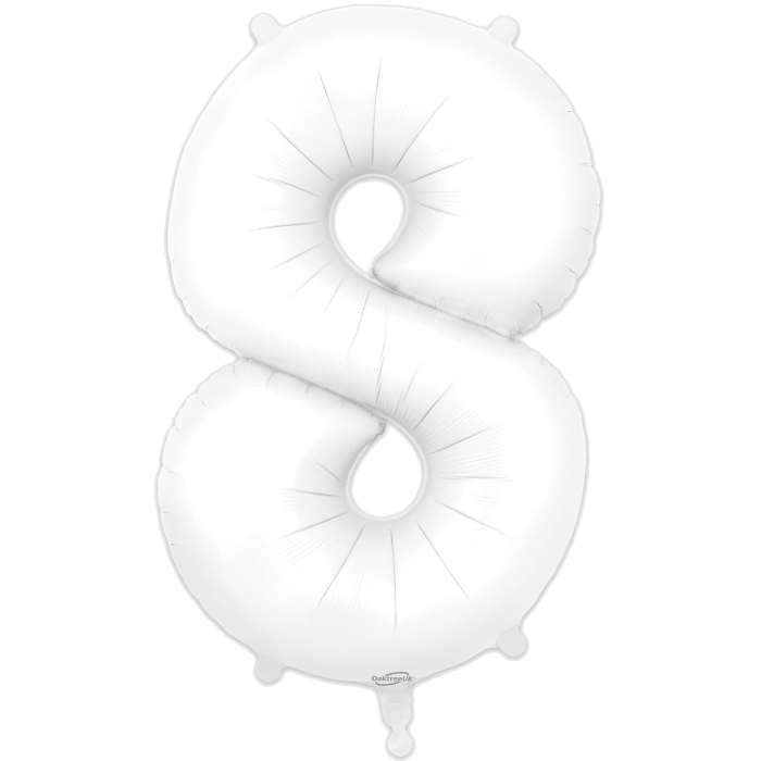 Matte White Number 8 Balloon Oaktree 34 inches | Party Save Smile