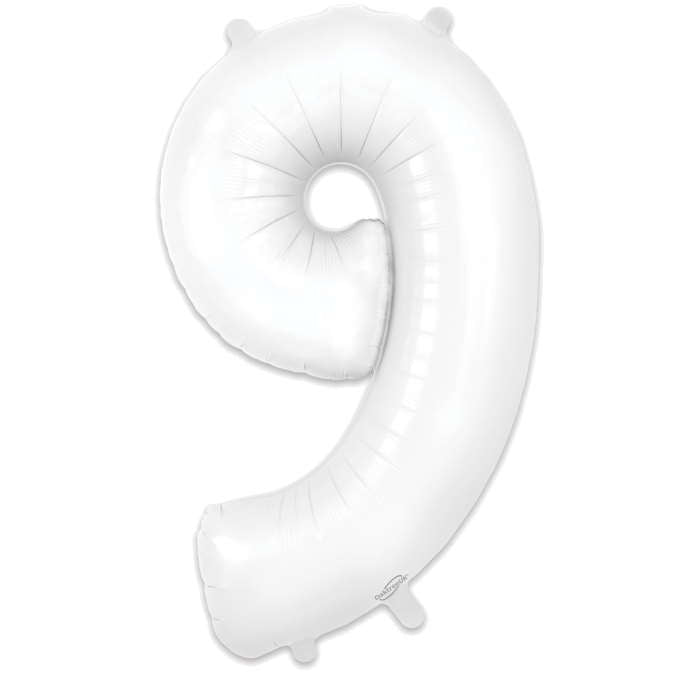 Matte White Number 9 Balloon Oaktree 34 inches | Party Save Smile
