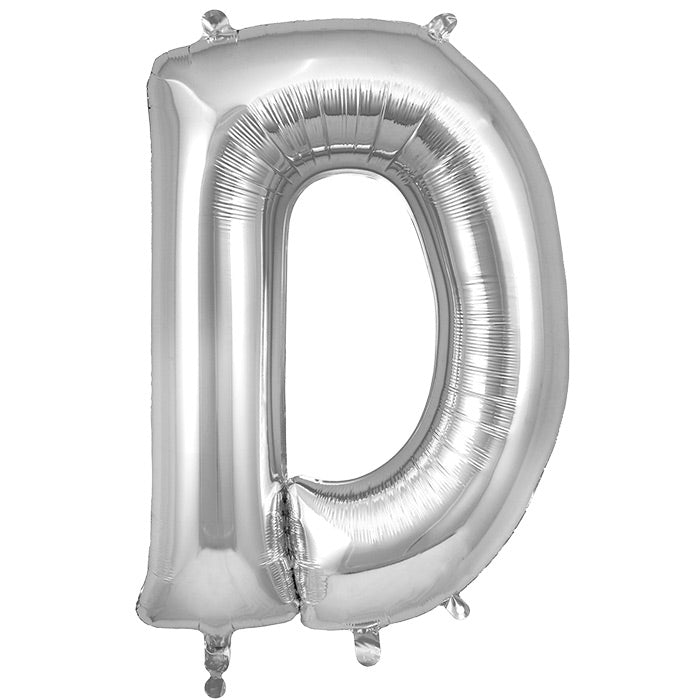 Silver Letter D Foil Balloon 34 inch | Party Save Smile