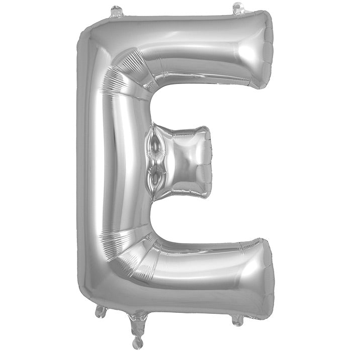 Silver Letter E Foil Balloon 34 inch | Party Save Smile