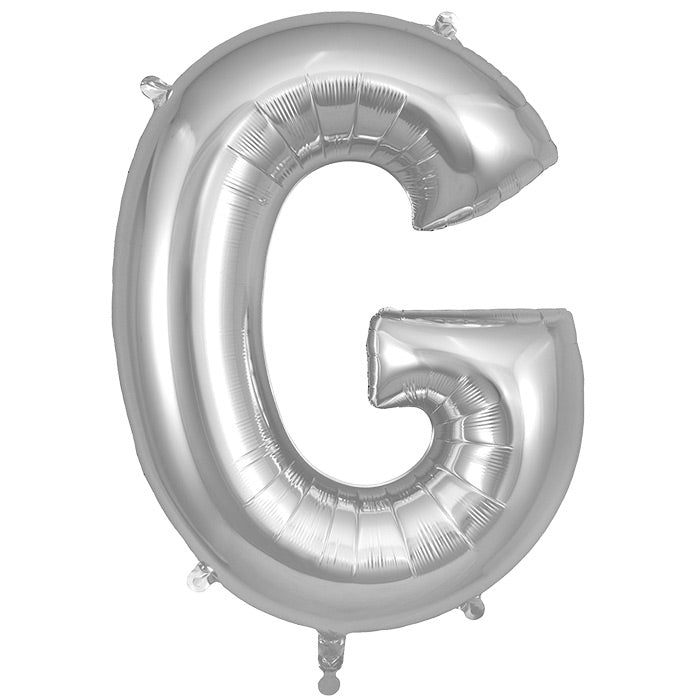Silver Letter G Foil Balloon 34 inch | Party Save Smile