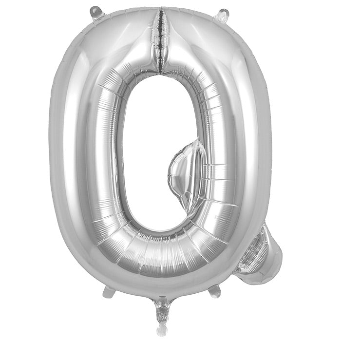 Silver Letter Q Foil Balloon 34 inch | Party Save Smile