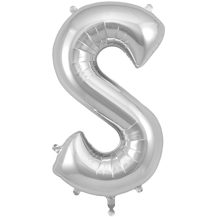Silver Letter S Foil Balloon 34 inch | Party Save Smile