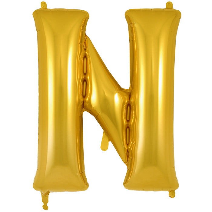 Gold Letter N Foil Balloon Oaktree 34 inches | Party Save Smile