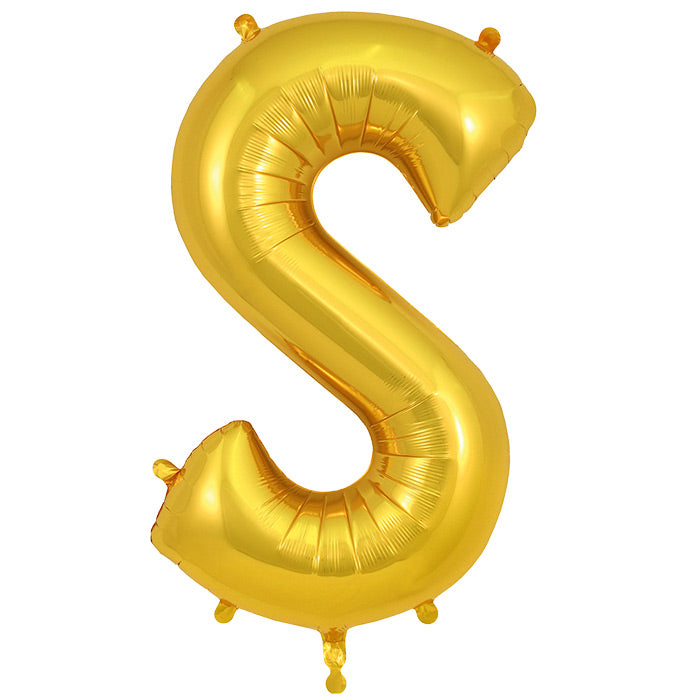 Gold Letter S Foil Balloon Oaktree 34 inches | Party Save Smile